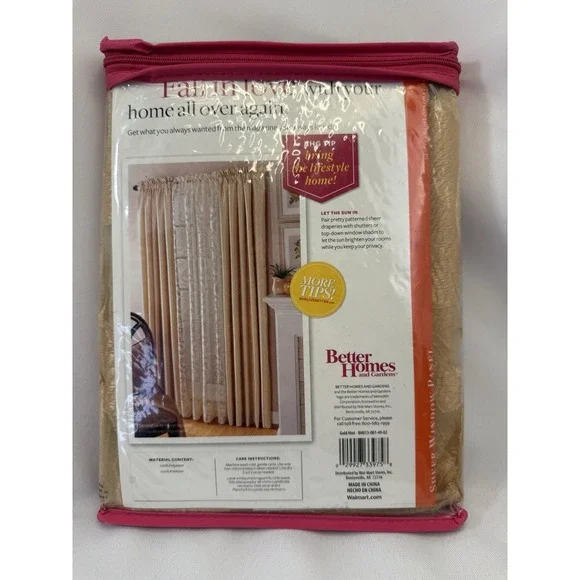 Better Homes And Gardens‎ Curtain Tiers Gold Chinoiserie 54