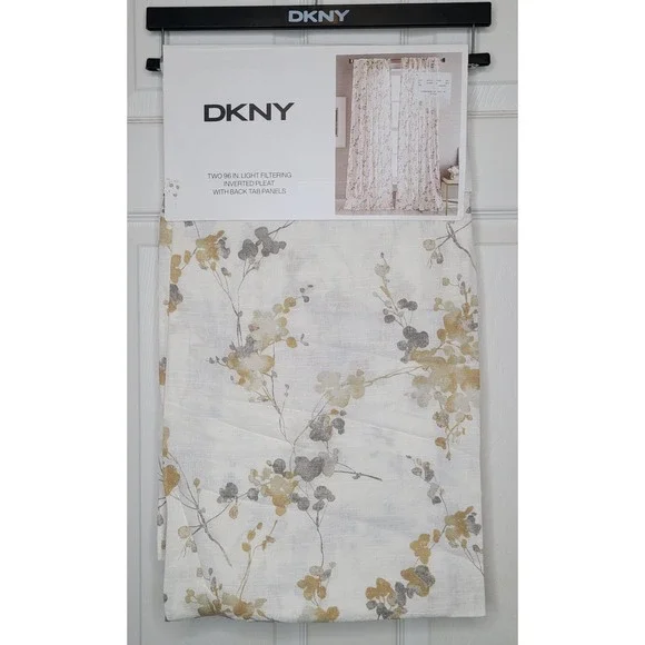 DKNY 2 Light Filtering Inverted Pleat Back Tab Panels Wallflower 32x96 Curtains