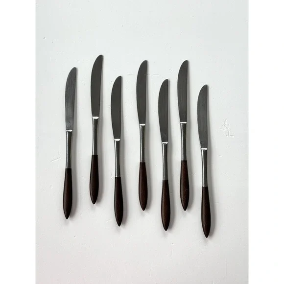 Ekco Eterna Canoe 7 Knives MCM Japan Forged Stainless And Wood Handle Knife