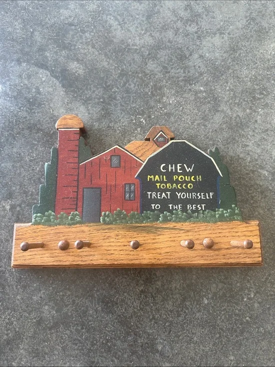 Rustic Farmhouse Wall Hook Rack in Red, Green and Black