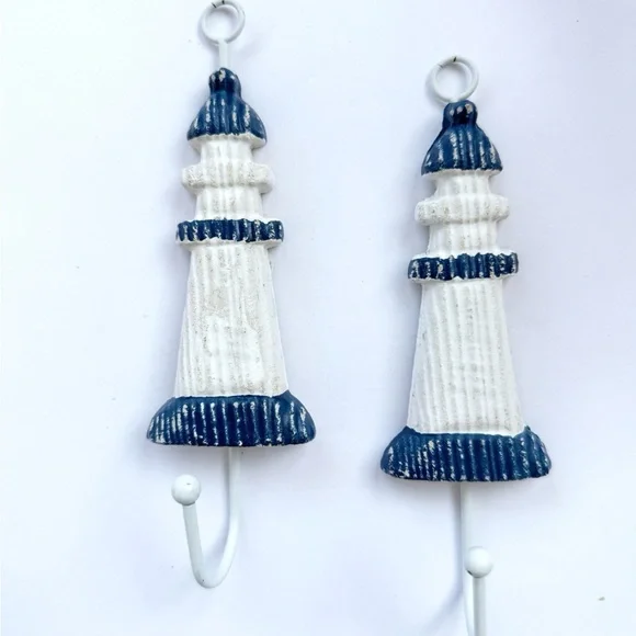 Wood Lighthouse Wall Hook Coat Key Coastal Decor Beachy Ocean Nautical