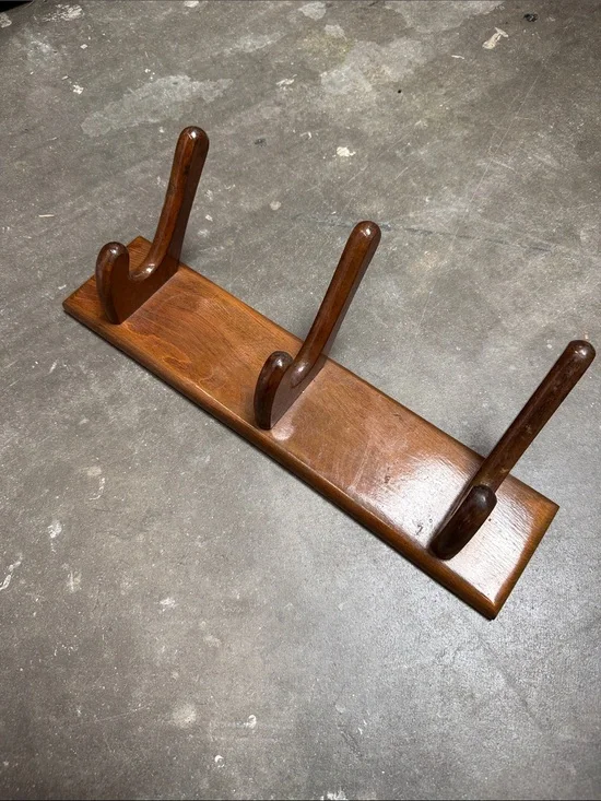 Vintage Fraber Italy Wooden Wall Coat Rack Mid Century Modern Sculptural Hooks