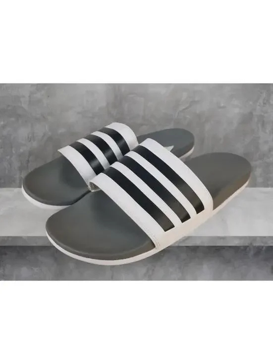 adidas Men's Adilette Comfort Black/White Stripes Beach Sandals size 13 NEW