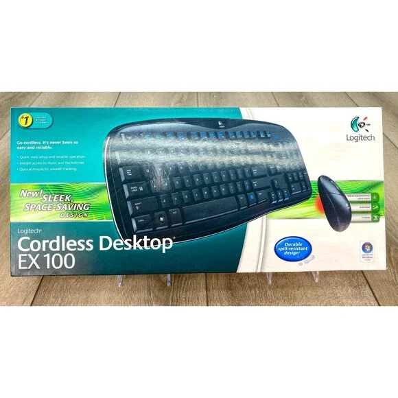 Clean Open Box Logitech EX 100 Cordless Desktop Mouse & Keyboard!