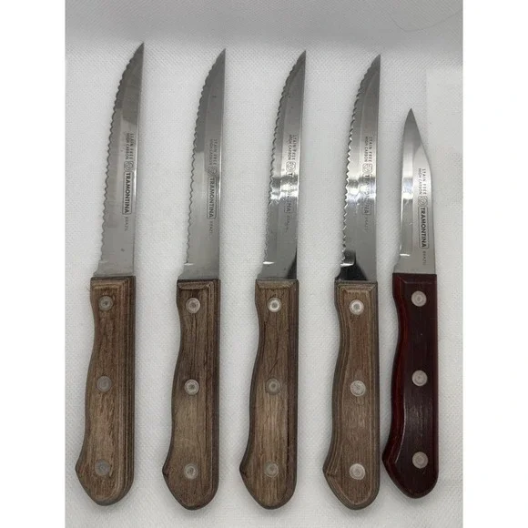 Tramontina Steak‎ Knife Set 4 Serrated Steak Knives + 1 Paring Brazil