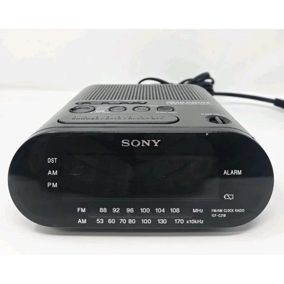 Sony Dream Machine ICF-C218 Black AM FM Digital Alarm Clock Radio OEM - WORKS
