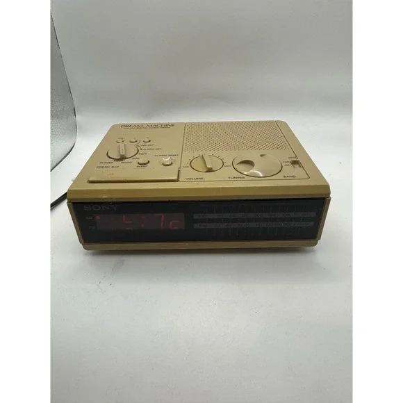 Sony Dream Machine ICF-C2W FM AM Digital Clock Radio Vintage Tan Bedside Alarm