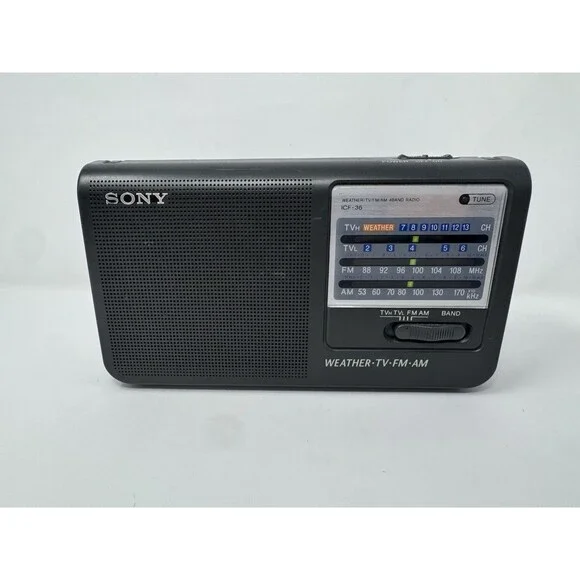 Sony ICF-36 Weather TV FM AM 4 Band Portable Radio Tested Working (Video)