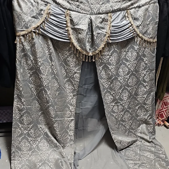 Nwt Gray and Gold Patterned Curtains