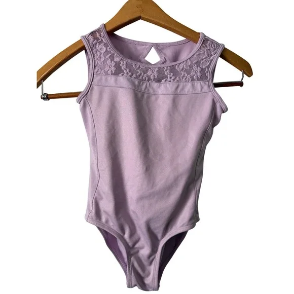 Unbranded Leotard Kids Size M‎ Lavender Excellent Shimmer Lace Lattice Back