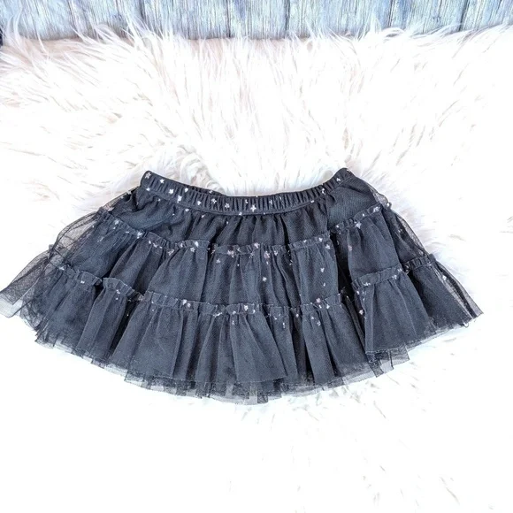 Target Black Halloween Ruffle Tutu Skirt with Stars Girls XS 4/5‎