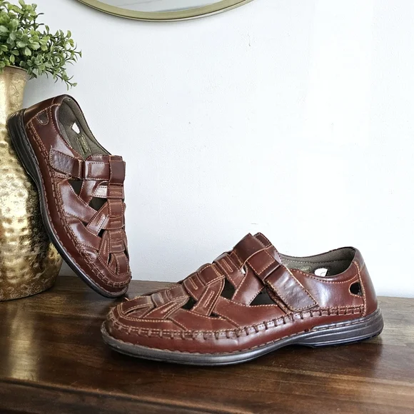 Stacy Adams Men’s Fisherman Faux Leather Sandals Brown Size 10.5M
