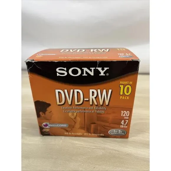 Sony DVD-RW Recordable 8 Left Of 10 Pack 4.7GB 120 Min Discs NEW
