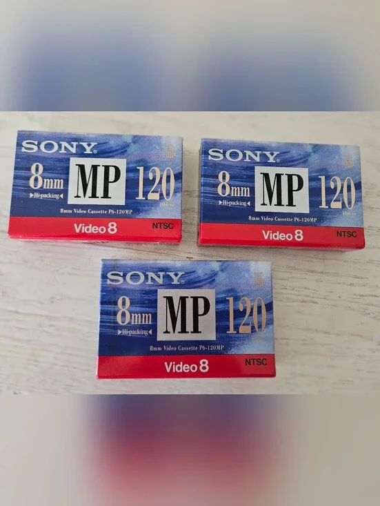 Sony 8mm MP 120 Video Cassette NTSC Tape Hi-packing P6-120MP Lot Of 3 NIP