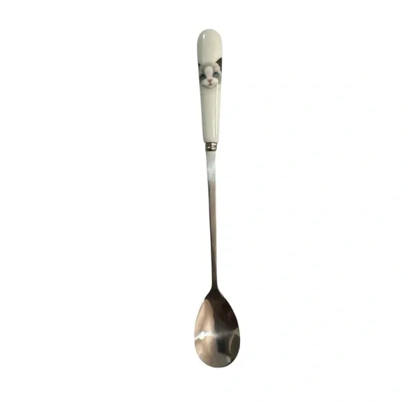 Kitty Cat 7” Long Spoon with Cream Handle NWOT Veterinarian Animal Gift Idea