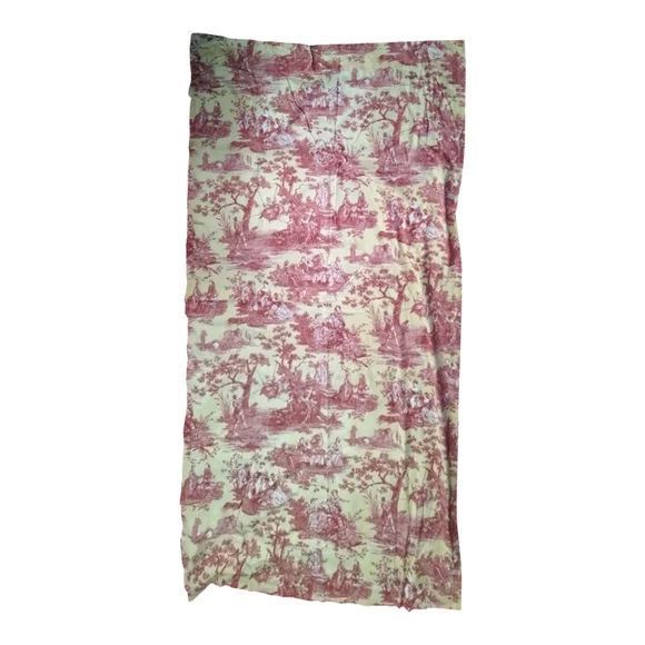 2 Curtain Panels 19th Century French‎ Print Pink and Cream/Yellow Color 88X44