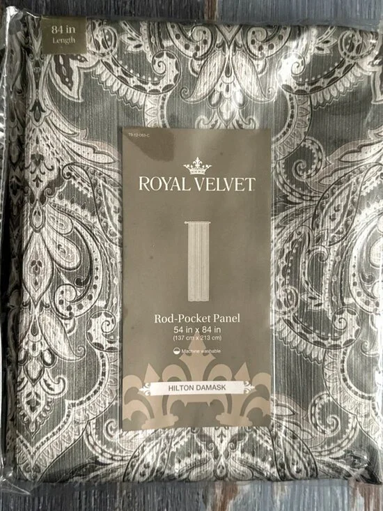 Royal Velvet Hilton Damask Rod Pocket Panels Pair 54