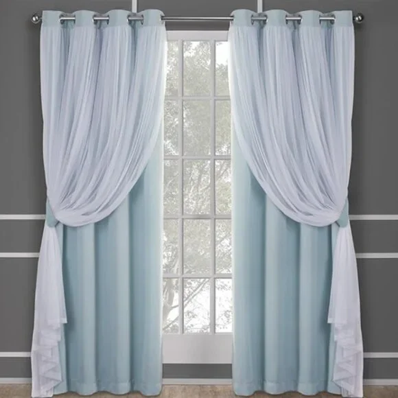 LUXE Talia Double Layer Indoor Curtains – Sheer & Blackout, 2 Panels, 52