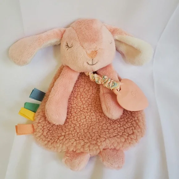 Itzy Ritzy Lovey Security Blanket Teether Baby Lovey Textured Pink Bunny Rabbit
