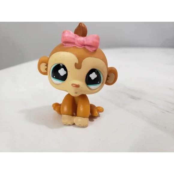 LITTLEST PET‎ SHOP MONKEY #811 RARE PINK BOW BABY