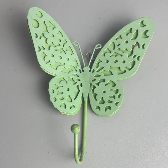 Green 3D Lace Butterfly Wall Metal Hook
