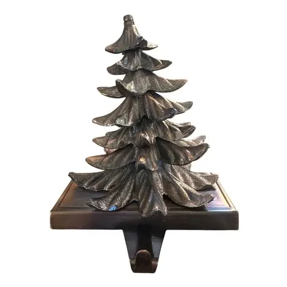 Vintage Stocking Holder Fireplace Hook Mantel Christmas Tree Heavy Metal Bronze