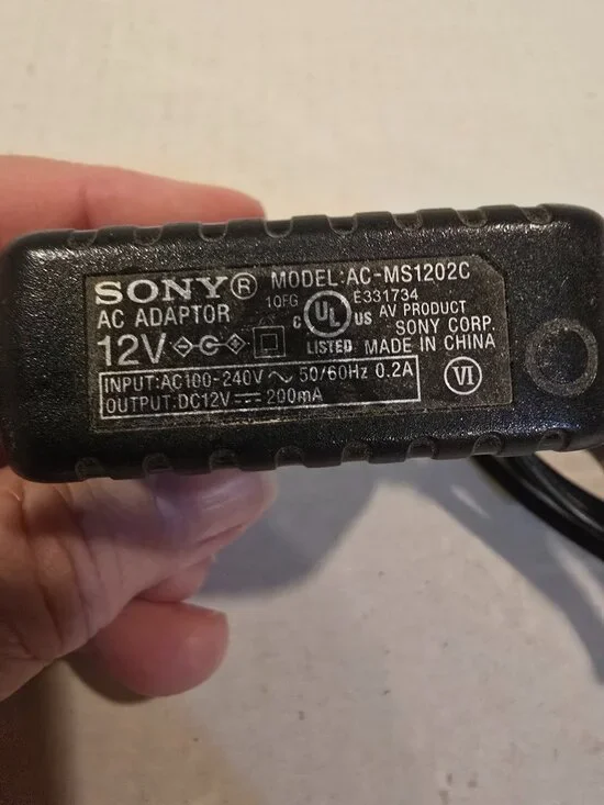 AC Adaptor Sony Model AC-MS1202C Genuine Original Black 6 ft. Untested