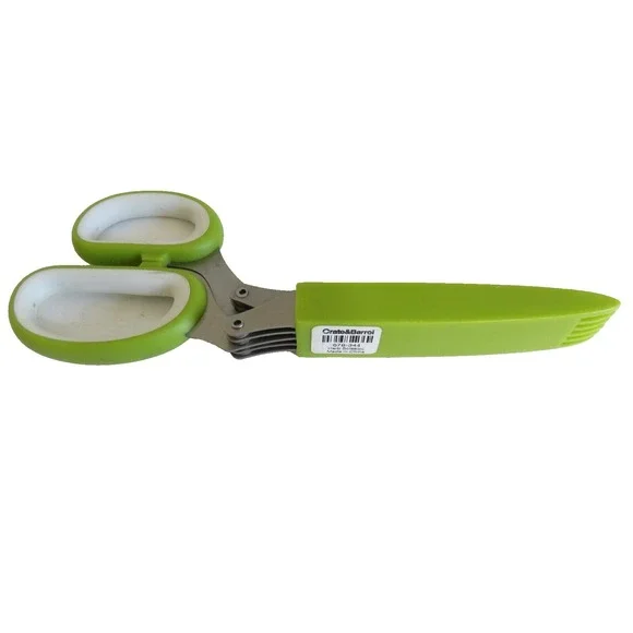 Crate & Barrel Herb‎ Scissors 5 Blade Stainless Steel w/Cover Green