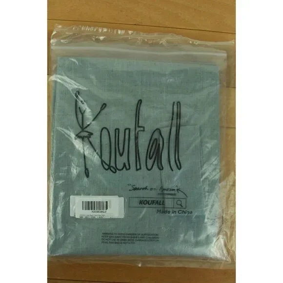 Kaufall Linen Blend French Door Curtain Sea Green Semi Sheer 25