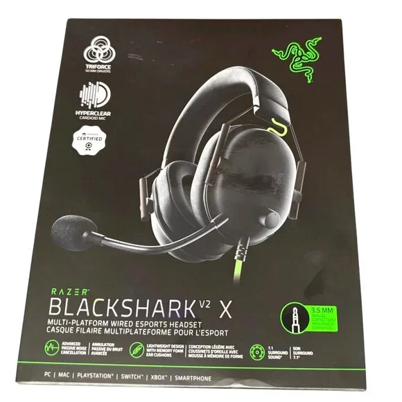 Razer BlackShark V2 X Multi-Platform Wired Esports Headset 7.1 Surround NEW