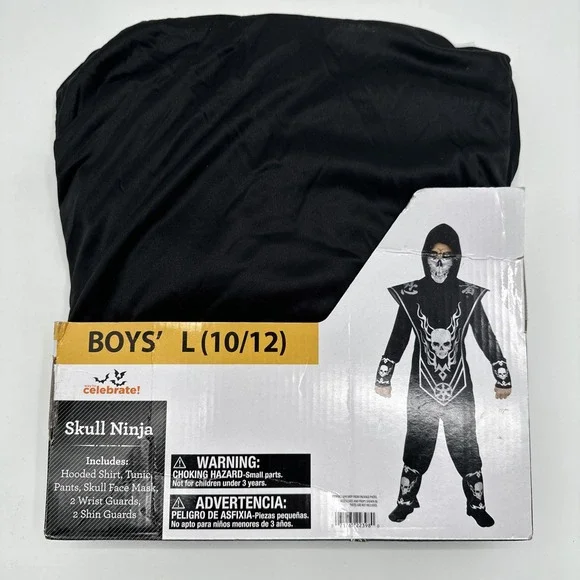 Fun World Silver Skull Ninja‎ Halloween Costume Multicolor Size Boys L (10/12)