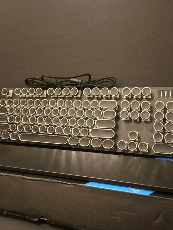 NEW Typewriter Style Mechanical Gaming Keyboard Black Retro
