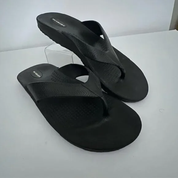 OKABASHI Mens Flip Flops, Black, Size XL