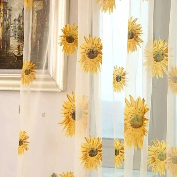 Curtains 2 Panels Sheer Sunflower 🌻