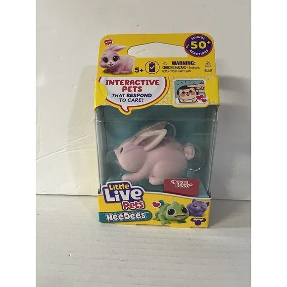 Little Live Pets NeeDees Toy Kids OS Pink Pinkee Bunny Interactive Pet New