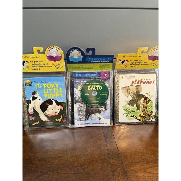 A Little Golden Book & CD Lot Of 3 Classics: Saggy Elephant, Balto, Poky Puppy