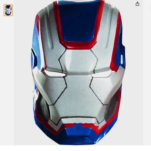 NEW Disguise Adult Marvel Iron Man 3 Iron Patriot Vacuform Blue/Red Mask, OS