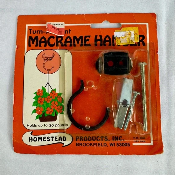 Vintage unopened original package macrame plant hanger hardware