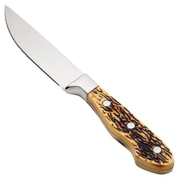 WALDO Steak Knife Serrated Blade‎ Bone Handle Silver Metal
