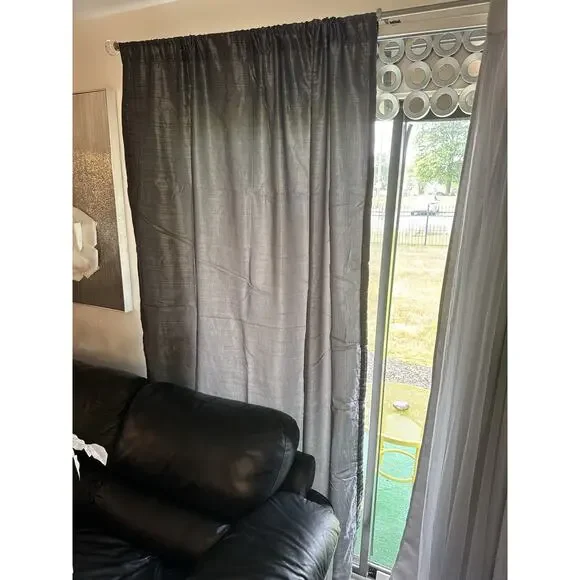 Set of 2 Beartistic Gray Curtains Panels Simple Chic Cozy Grey MidCentury Modern