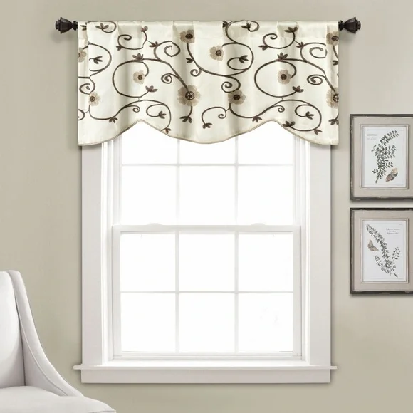 Lush Decor Royal Garden Valance Floral Window Kitchen Curtain (Single), 42”W x