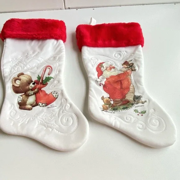 Vintage Giordano Morehead Bear‎ Puppy Santa Christmas Stocking 15