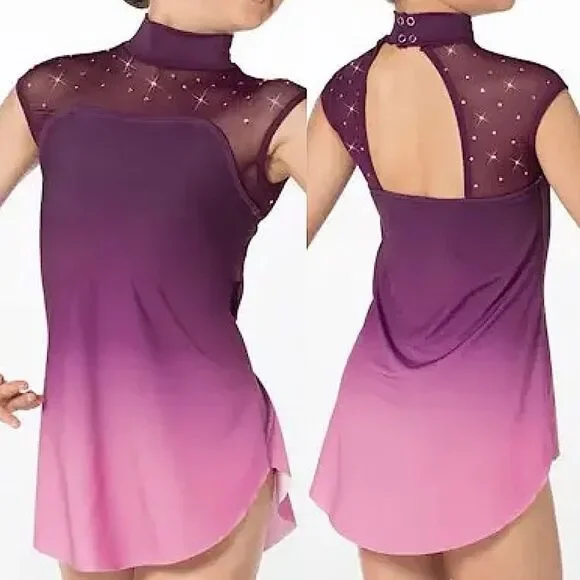 WEISSMAN Dance Costume purple rhinestones ombre Have Mercy 13294 MC 10/12