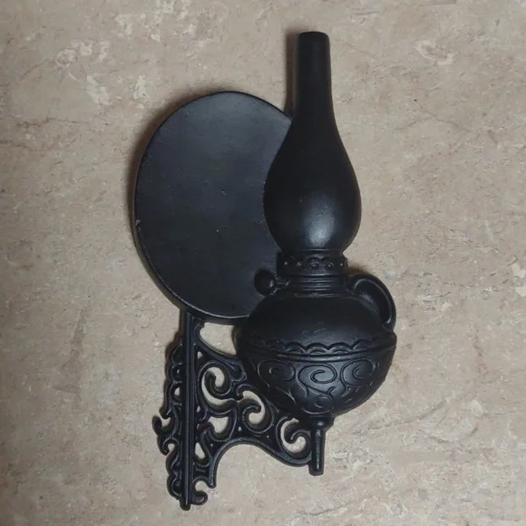 Elegant Black Wall Sconce Shape Of A Wall Oil Lamp Sexton USA 1966