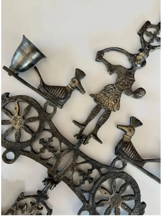 Vintage Brass Byzantine Wall-Mounted Incense Holder – 19”