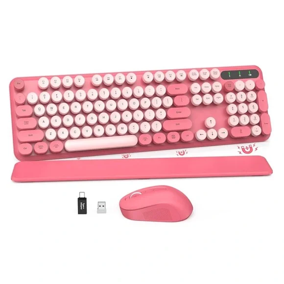 Pink Wireless Keyboard and Mouse Set