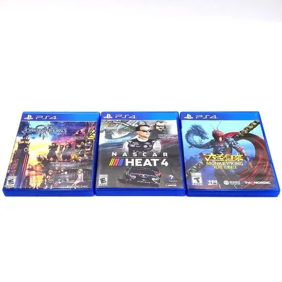 3 Sony PS4 Game Lot Monkey King NASCAR Heat 4 Kingdom Hearts III Tested Works