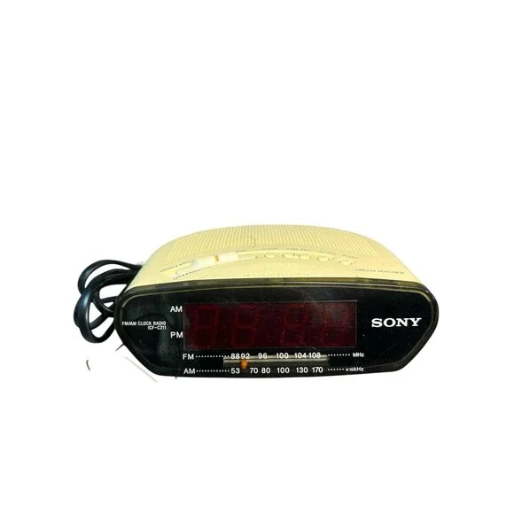 VINTAGE Sony Dream Machine ICF-C211 AM/FM Alarm Clock Radio White‎ Tested Works