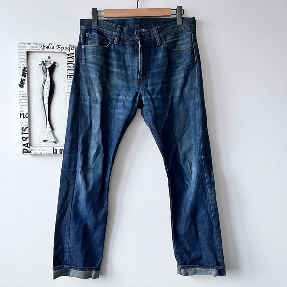 Men’s Levi’s 513 Western Cowboy Dark Wash Straight Leg Jeans Size 33 X 32