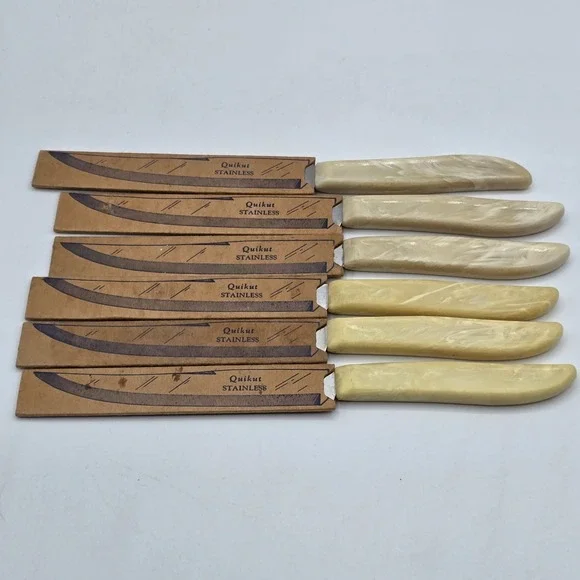 Lot‎ of 6 Vintage Quikut Quikkle Steak Knives 1960s
